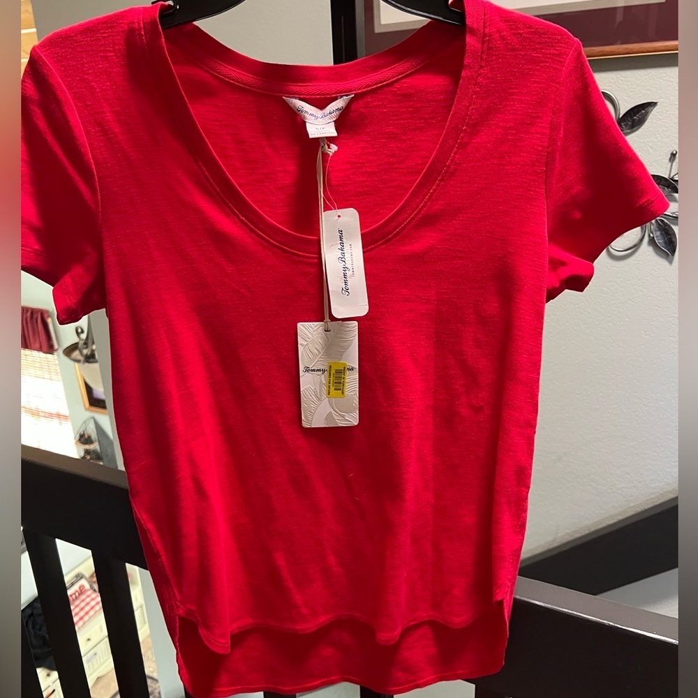 Tommy Bahama Vibrant Red Short Sleeve High/Low Tee NWT #137